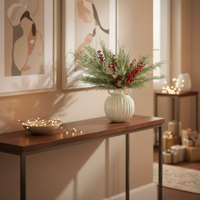 Holiday Cedar and Berry Arrangement in Vase