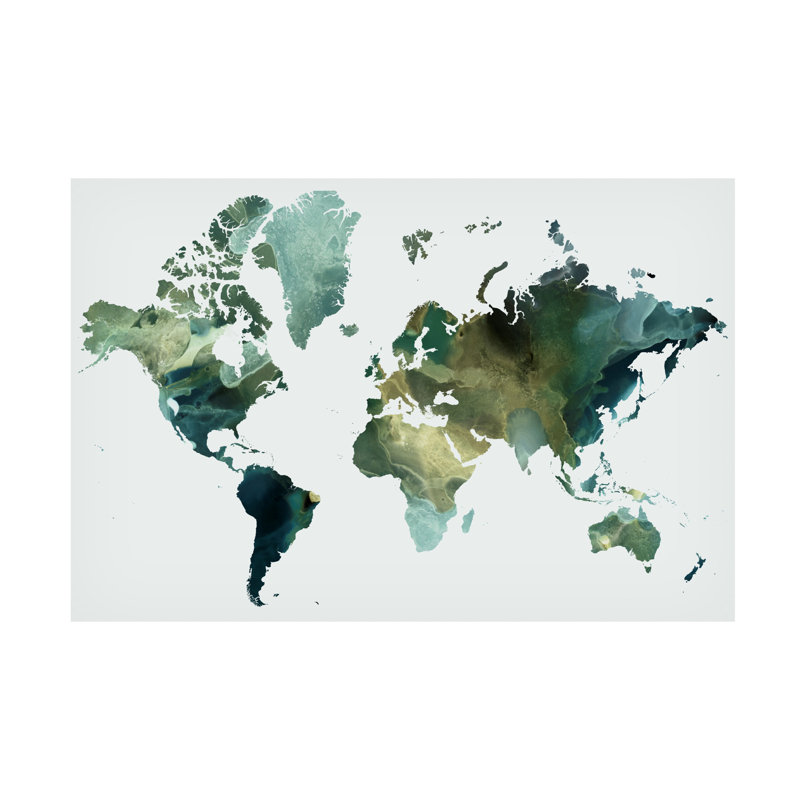«Grace Popp Aurora World Map», art sur toile, H 30 po x l 47 po x P 2 po