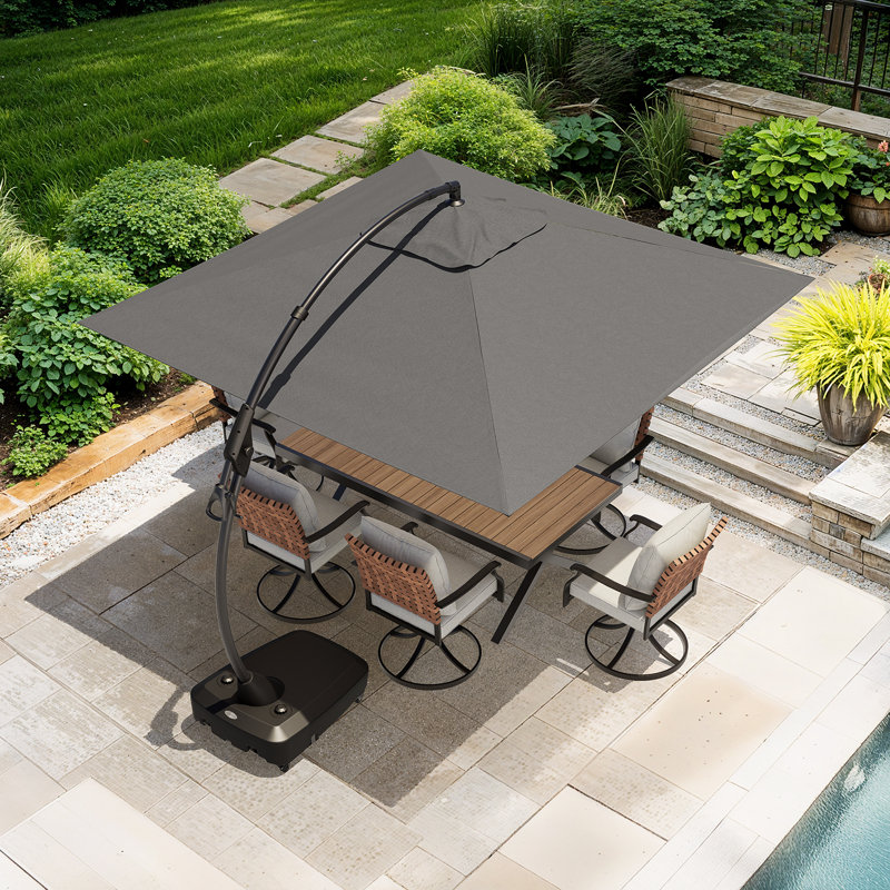 Parasol carré en porte-à-faux 10 pi Jair, Gris anthracite