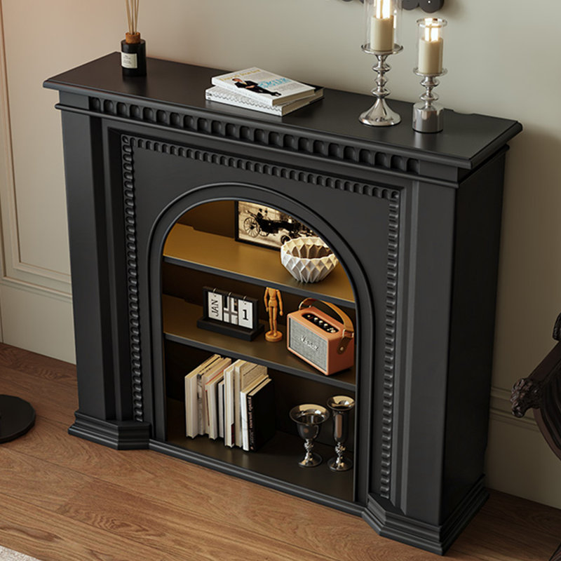 Black Manufactured Wood Electric Fireplace