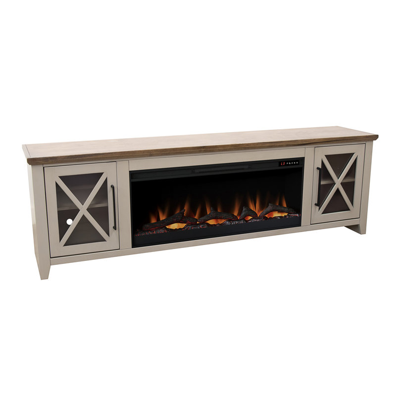 Meuble télé avec foyer Ithaca, Beige