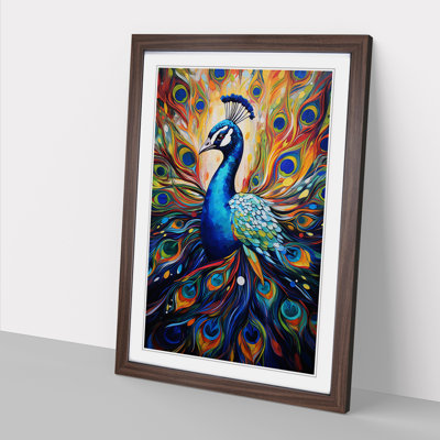 Peacock - Single Picture Frame Print on Wood