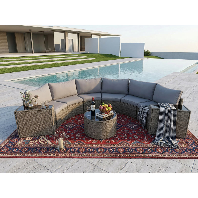 Canapé modulaire demi-lune pour l'extérieur, 6