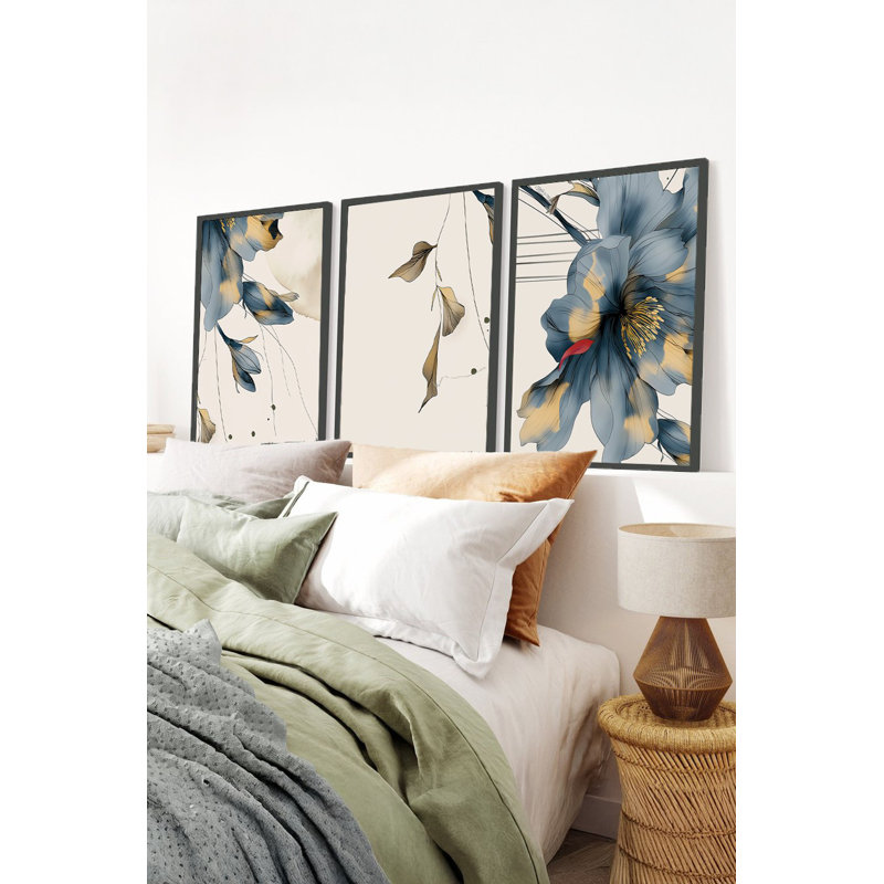 Élégantes peintures décoratives en panneau de fibres à densité moyenne (3 pièces), 8 x 12 pouces chacune | 100% panneau de fibres à densité moyenne avec une épaisseur de 0,1 pouce et 100% des cadres en bois massif avec une épaisseur de 1 pouce | Parfait pour le salon, la chambre à coucher et le bureau