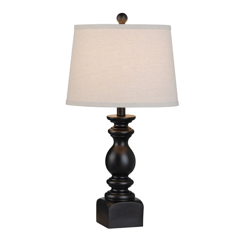 Set Of 2 With Light Undertone Resin Table Lamp With Shade, Black, Oatmeal