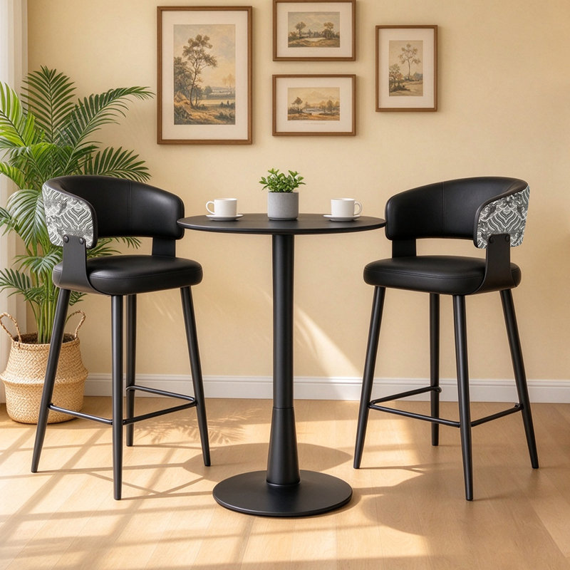 Ensemble de 2 chaises de salle à manger rembourrées en bois massif, Noir H 40,16 po x l 22,83 po x P 23,82 po, Noir