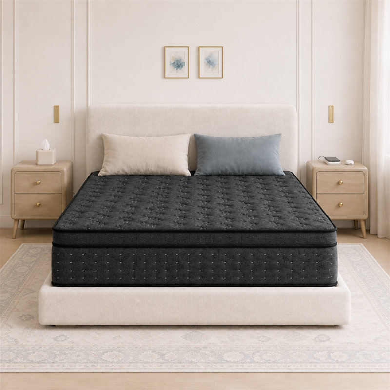 Matelas hybride mi-ferme 12 po avec mousse à mémoire de forme et ressorts ensachés individuellement, King