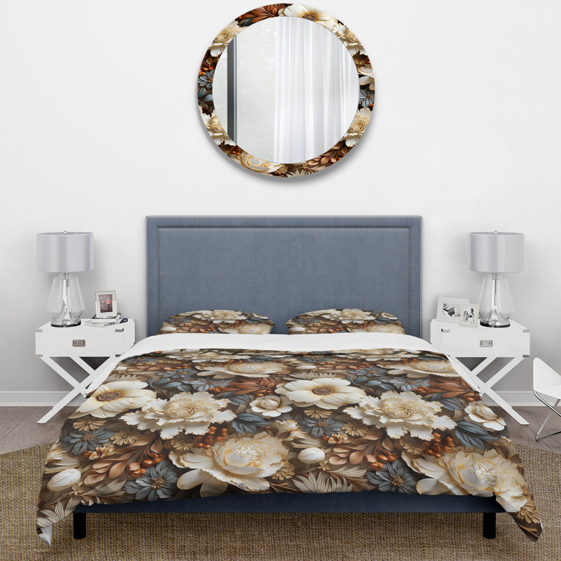 Ensemble de housse de couette Rustic Brocade Elegance Victorian Pattern I, Housse de couette simple + 1 taie décorative stan