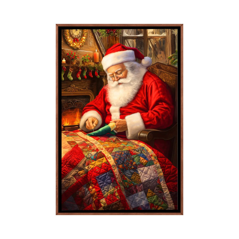 Santa's Hobby - reproduction d'art murale - toile encadrée, Brun
