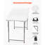 Table de pique-nique portable en plastique de 120 cm avec poignée, idéale pour les pique-niques et les activités de plein air. Capacité : 6 personnes. Trois hauteurs réglables. Surface imperméable à haute densité. Pliable pour utilisation à l’intérieur.