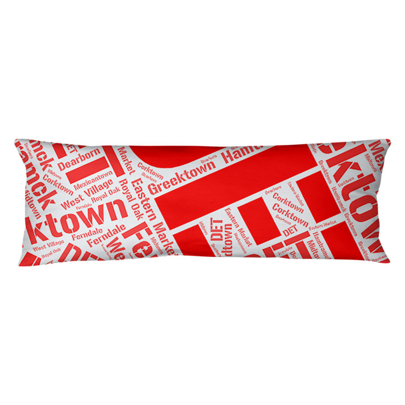 Reversible Throw Pillow, Red, Detroit