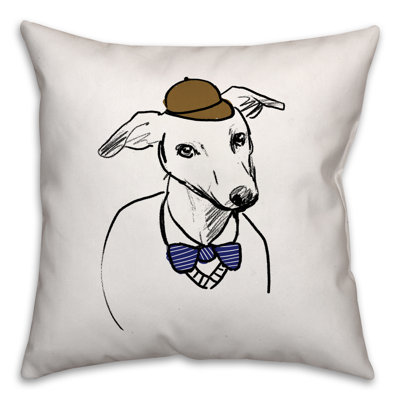 Coussin Grayhound avec chapeau et nœud papillon, coussin décoratif