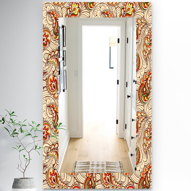 Miroir mural bohémien et éclectique d’automne, H 39,4 po x l 29,5 po