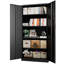 Armoire de rangement verrouillable en acier de 183 cm de hauteur avec 4 tablettes réglables, noir et gris