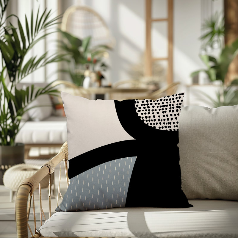 Coussin carré intérieur / extérieur pia, H 19 po x l 19 po, Gris / noir / blanc cassé
