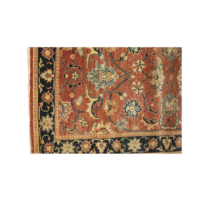 Indo Hand-Knotted High-Quality Orange/Black/Brown Area Rug