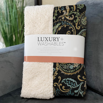 Addison Machine Washable Sherpa Paisley Throw Blanket