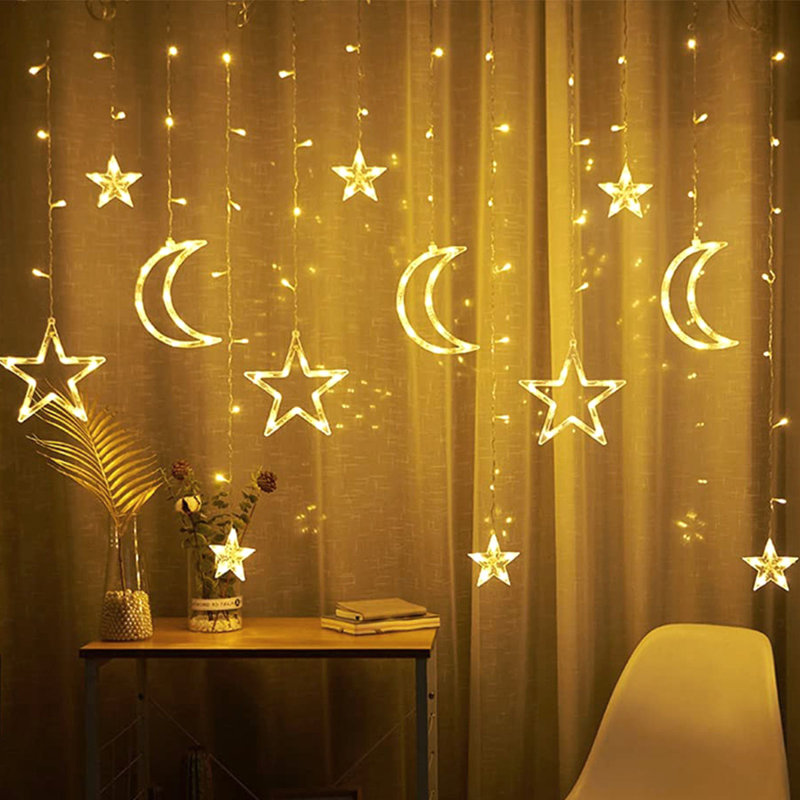Étoile de lune avec fée 138 lumières, Beige
