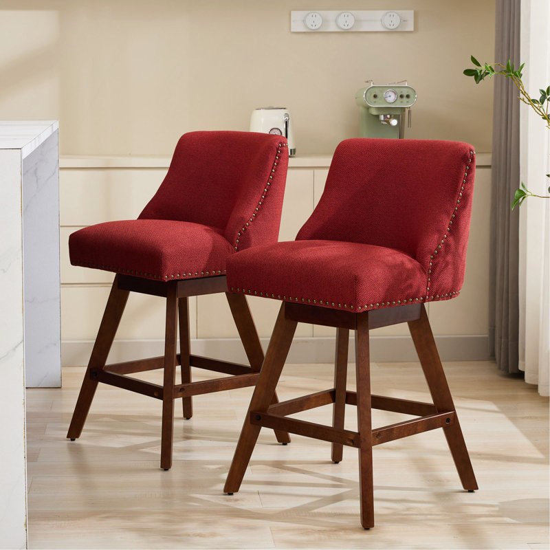 Ensemble de 2 tabourets pivotants à hauteur de comptoir, tabouret de bar rembourré de 26 po de hauteur