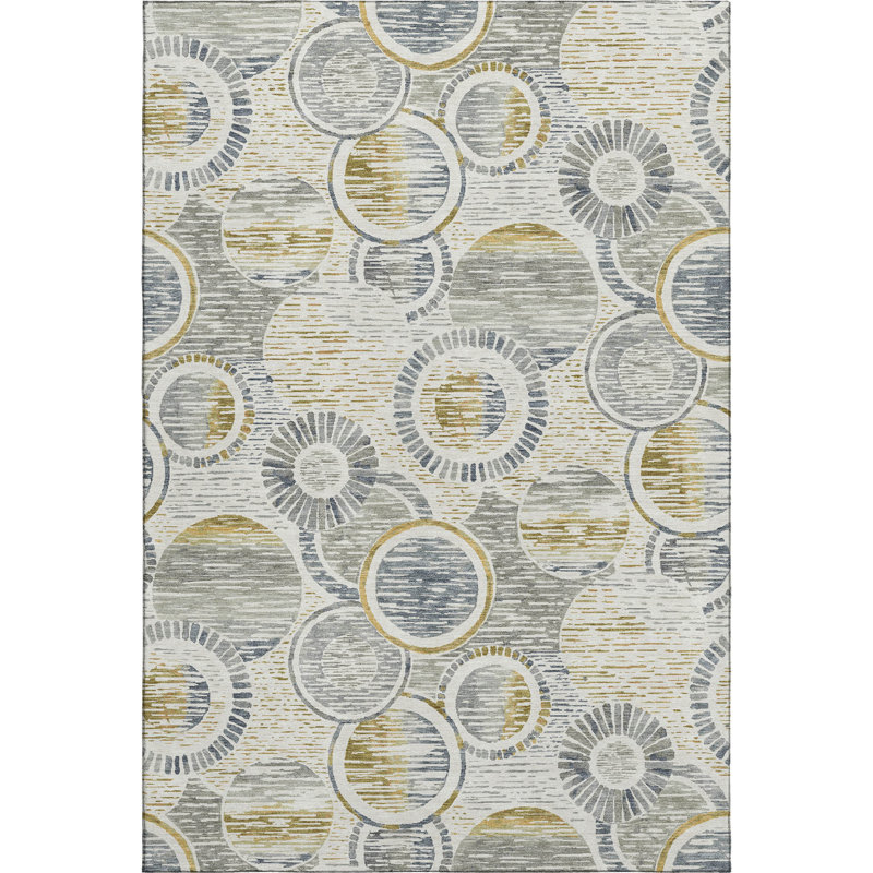 Premium Machine Washable Mayfield AMF2206 geometric Rug, 8' x 10', Ivory