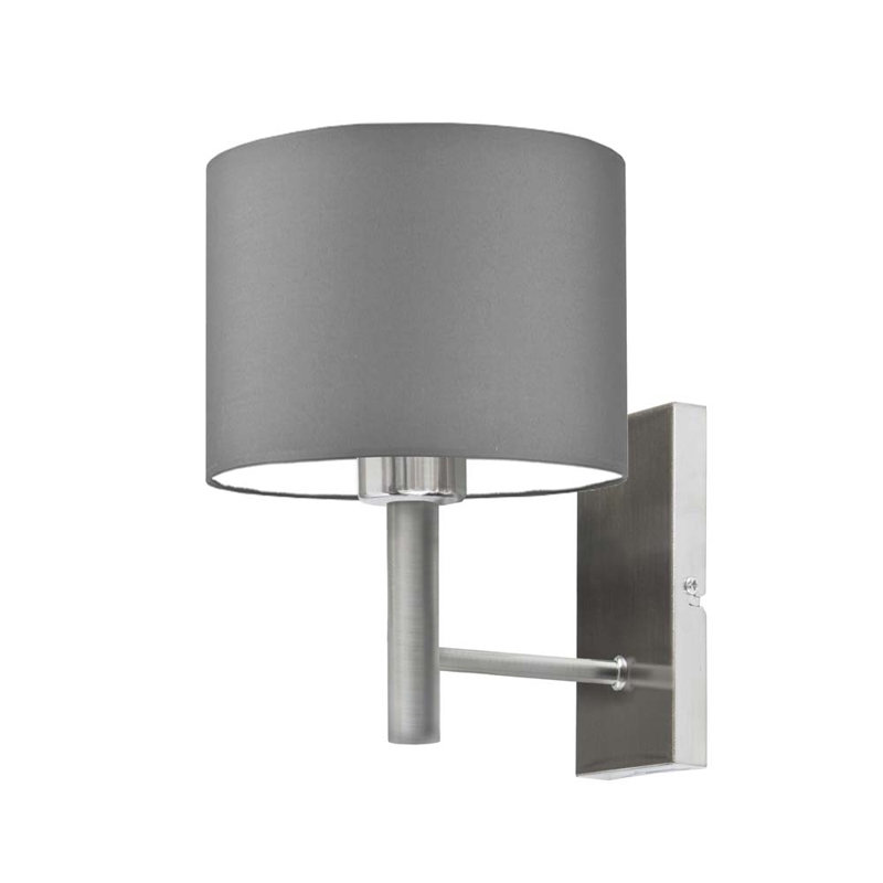 Awez Armed Sconce, Grey, Brushed Steel