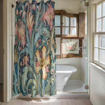 Nouveau Motifs Design - 1 Piece Standard Shower Curtain