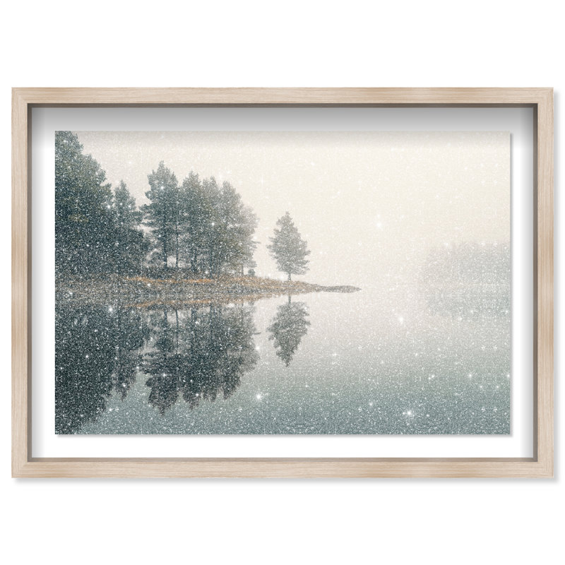 Morning Lake III Framed Graphic Art, 37.5" H x 55.5" W, Natural Oak Shadowbox