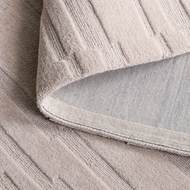 Tapis beige en laine / coton touffeté à la main Elona, Rectangle de 5 pi x 8 pi