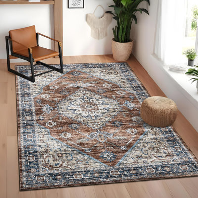 5 x 7 tapis floral rétro tapis lavable tapis de salon tapis contemporain antidérapant antidérapant pour chambre à coucher salle à manger bureau rouge