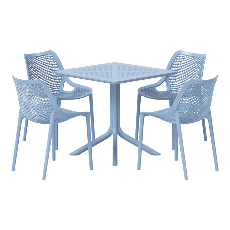 4-Person Outdoor Square Dining Set, Blue