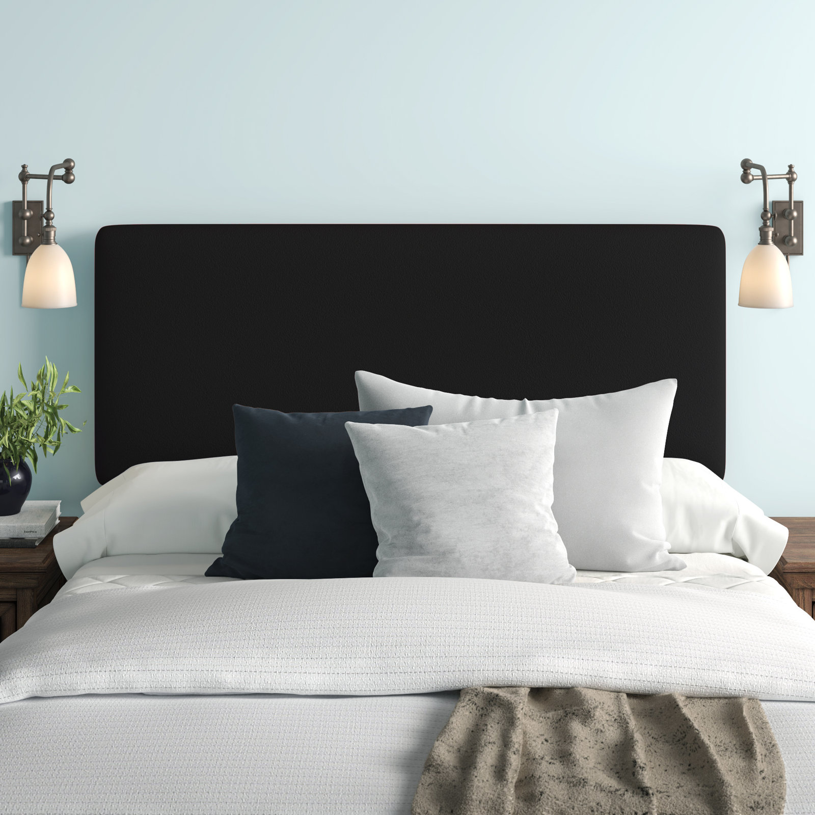 Eisley Upholstered Headboard, King, Classic Black Performance Velvet
