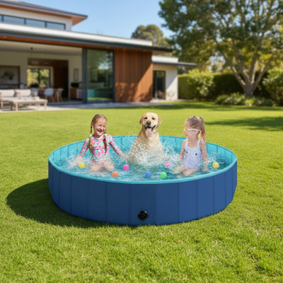 63" Pet Swimming Pool For Kids And Dogs Foldable Portable