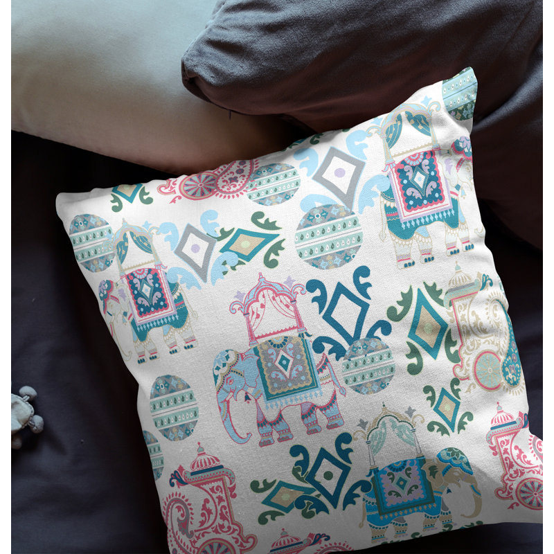  Housse de coussin carré et insert, H 20 po x l 20 po, Fermeture éclair, Rose/Blanc