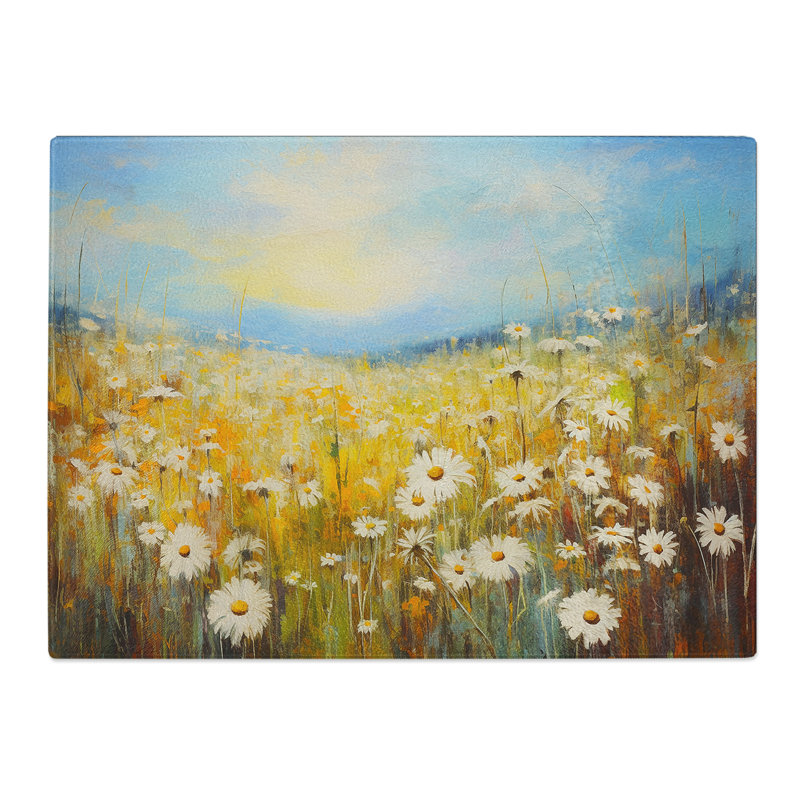 Daisy Impressionism  Glass Chopping Board