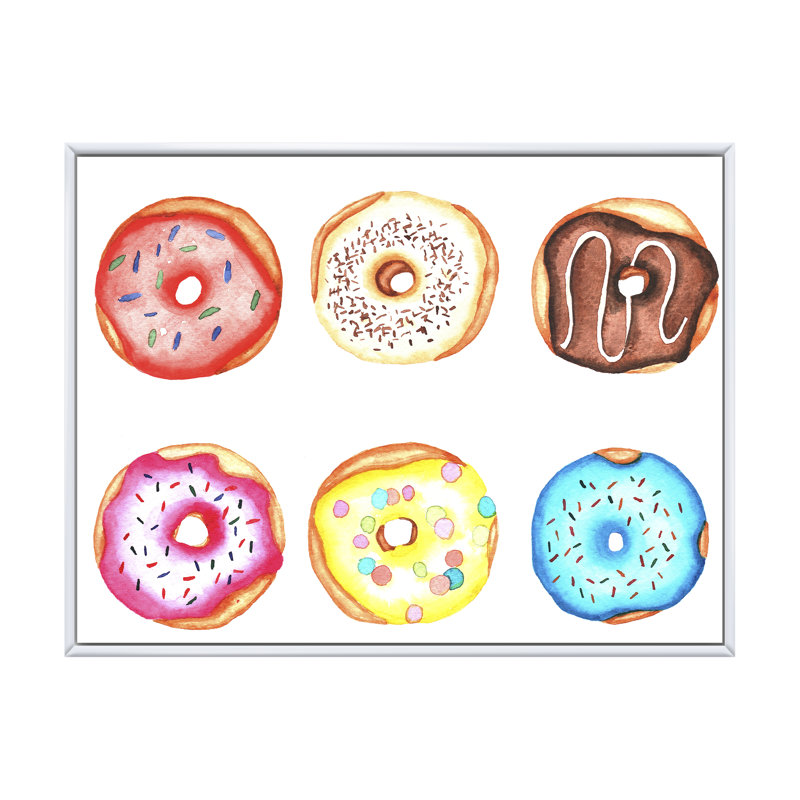 «Funny Donuts», reproduction sur toile, H 16 po x l 32 po x P 1 po, Cadre flottant blanc