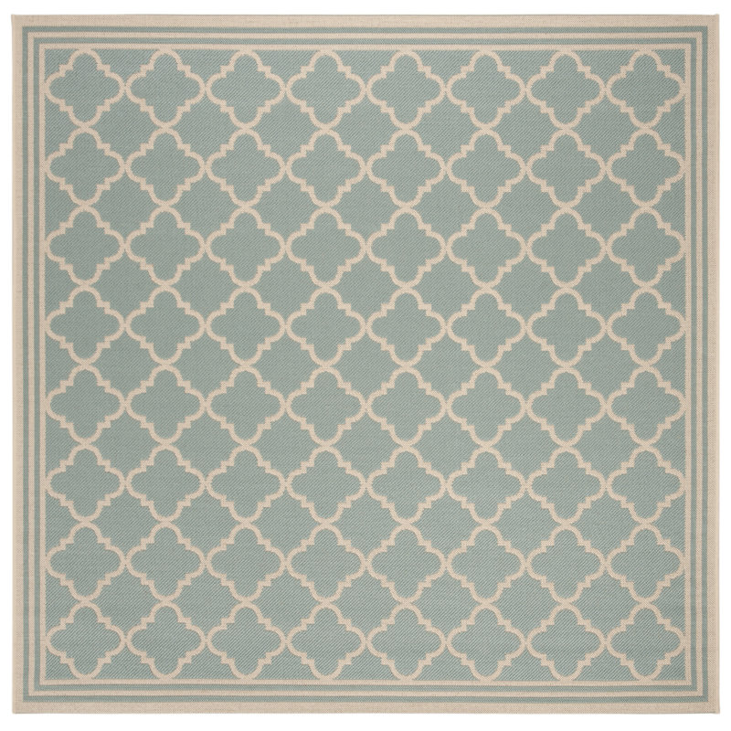 Hardrian Looped/Hooked Aqua/Cream Rug, Square 201 cm