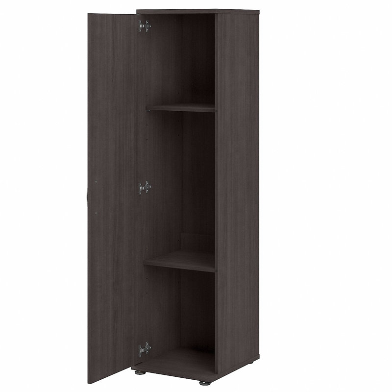Bush Business Furniture Universal Narrow Clothing Storage Cabinet With Door And Shelves, Storm Gray