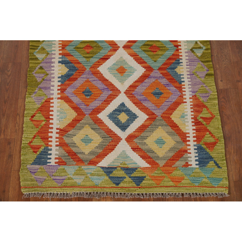 Geometric Wool Kilim Oriental Rug 3x4