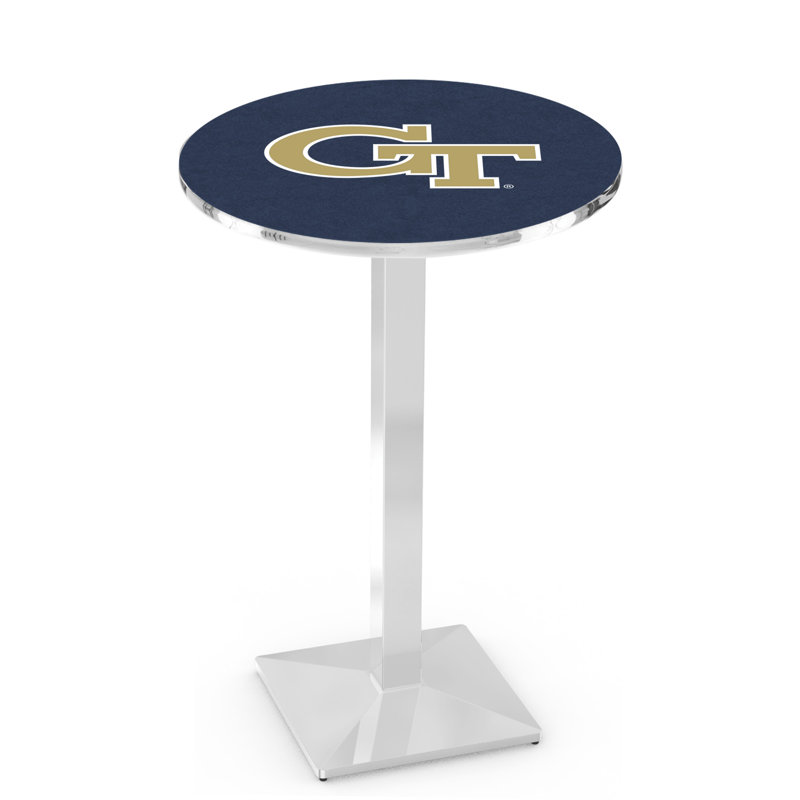 Round Metal Base Dining Table, Chrome, Georgia Tech