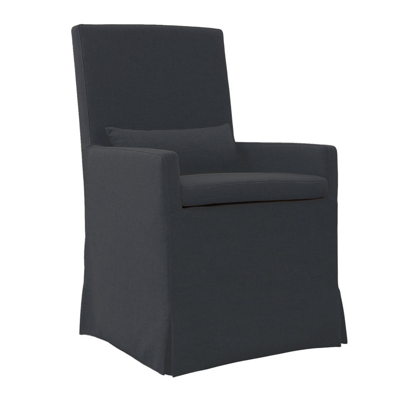 19'' H Upholstered Armchair, With Caster, Charcoal Gray