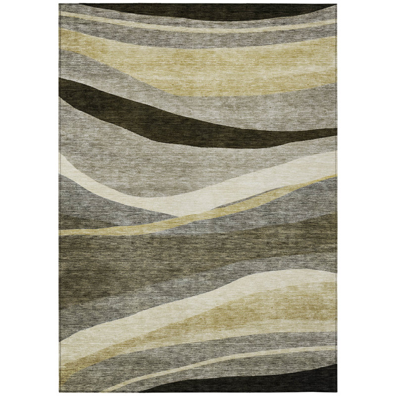 Tapis extérieur lavable abstrait gris et noir taupe 5 pi x 8 pi