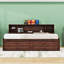 Lit capitaine double en bois avec armoires, tablettes de rangement et tiroirs