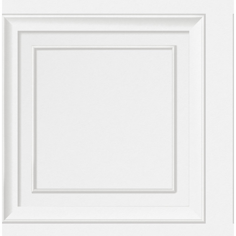 Distinctive White Square Panel Wallpaper, White