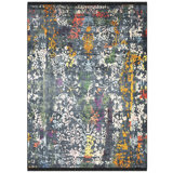 Tapis lavable rétro en coton à motif floral de style oriental rétro - Noir