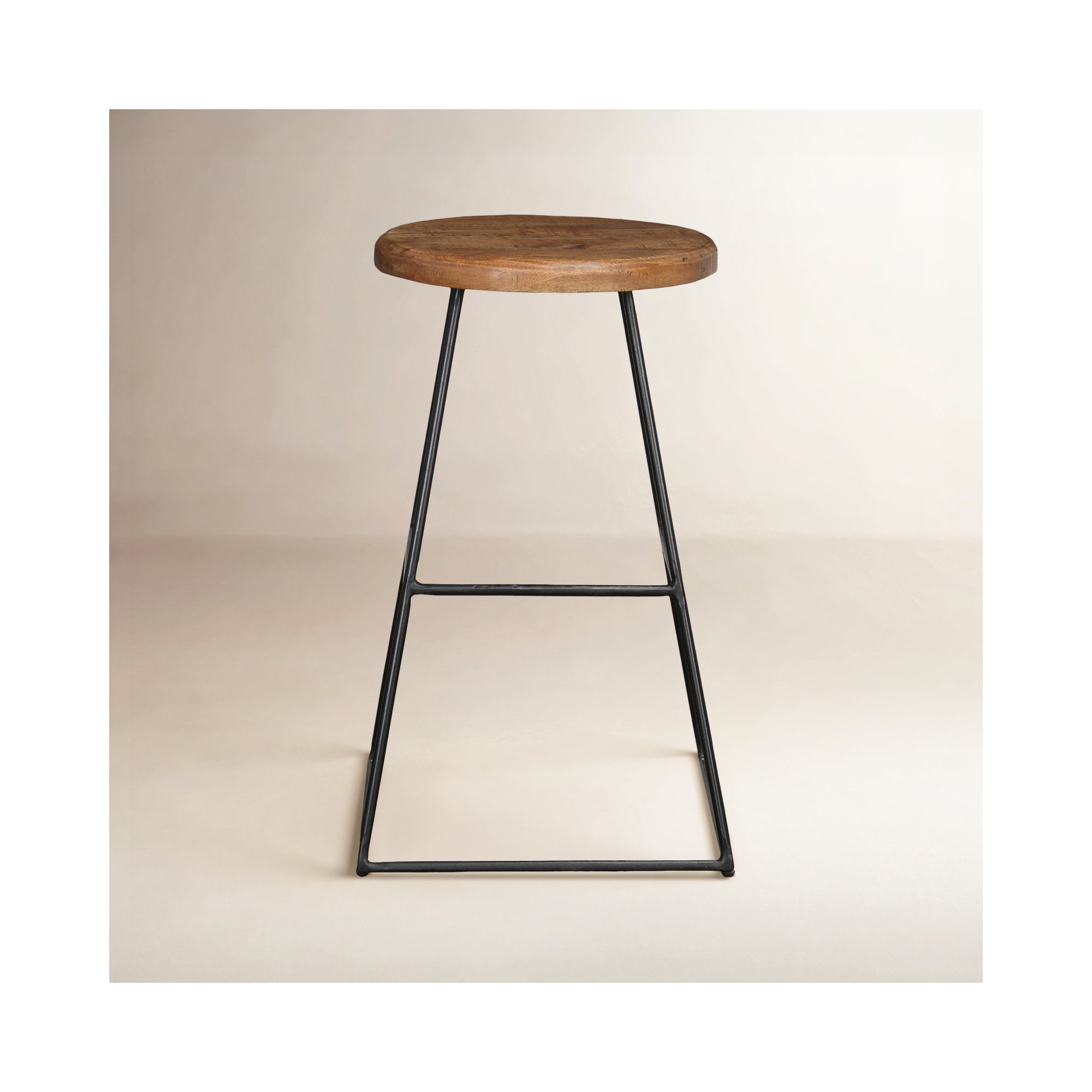 Anastasia Solid Wood Bar & Counter Stool, Bar Stool (30” Seat Height), Black/Natural Brown