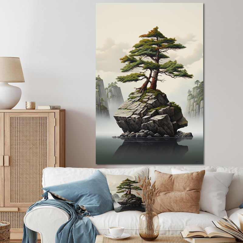 Art zen miniature Bonzai III, Toile tendue, H 32 po x l 16 po