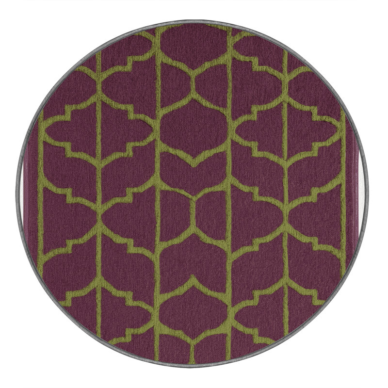 Tapis brun treillis lavable à la machine, Rond 8 pi