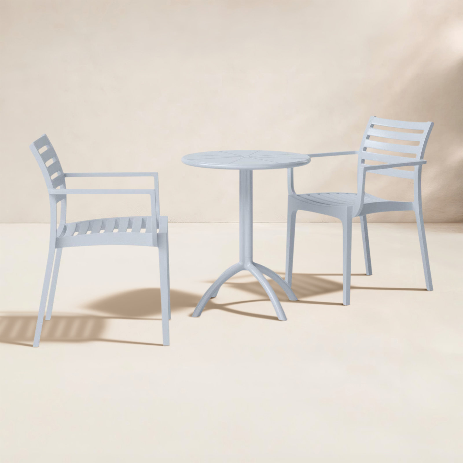 Seneca 24" Patio Bistro Set, Silver Gray