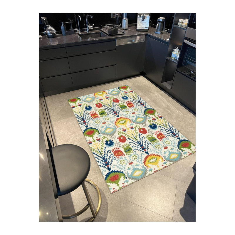 Creative Mixed Colored Woven Base and Decorative Rug, Rectangle 2'6" x 4'11" Rug Pad Included