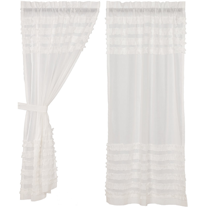 Penwortham Cotton Blend Semi Sheer Curtain Panel Pair, 36" W x 63" L
